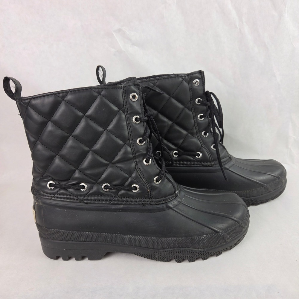 Sperry Saltwater Quilted Duck Bootie Black Womens 7 Rain Boots Gorpcore Preppy
